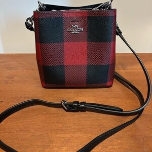 Coach Black and Red Plaid Bag 6in x 6in x 3in